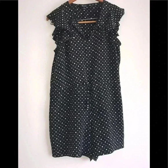Madewell Polka Dot Flutter Sleeve Romper Shorts Size M - Picture 3 of 7